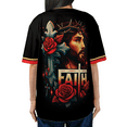 thumbnail image 3 of Faith Christian Baseball Jersey Shirt – Jesus Cross With Roses Graphic Button Down Jersey, 3 of 4