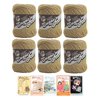 Bulk Buy: Lily Sugar'n Cream Yarn 100% Cotton Solids and Ombres (6-Pack) Medium #4 Worsted Plus 5 Lily Patterns (Jute 00082)