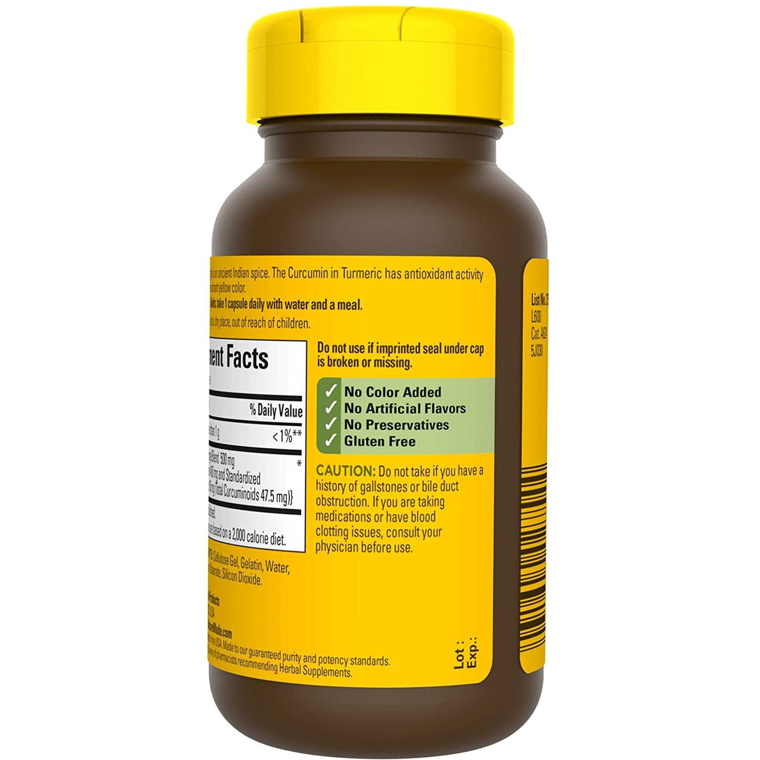 Nature Made Turmeric 500 mg Capsules, 60 Count for Antioxidant Support
