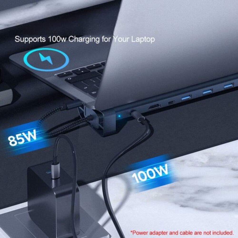 H36C 10 in1 USB C Hub Docking Station HDMI RJ45 USB 3.0 Audio SD/TF FOR PC Laptop