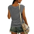 thumbnail image 2 of Summer Sleeveless Women Solid Color V-Neck Casual Shirt Tops, 2 of 3