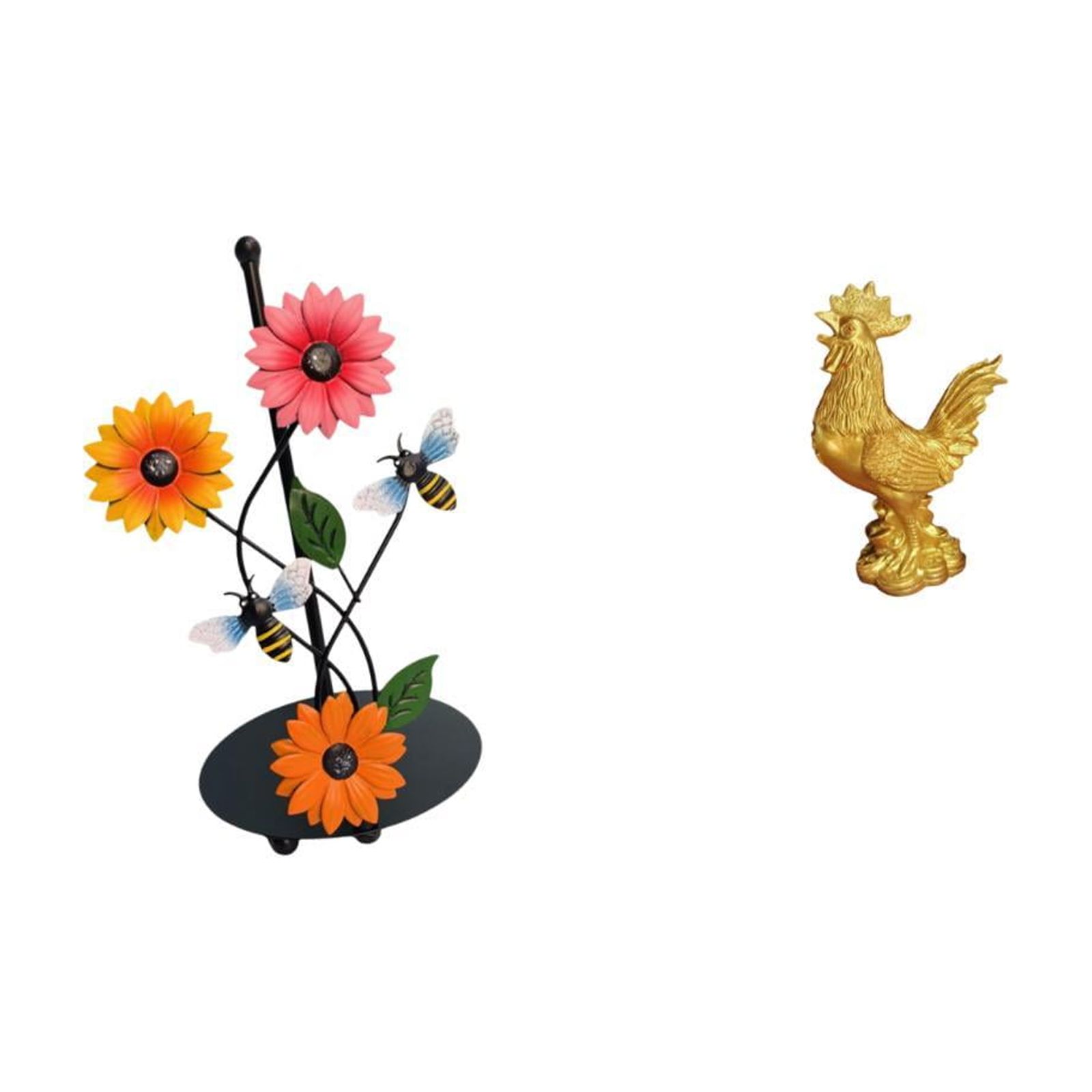 Fiocias Chicken Paper Towel Holder Dispenser Non Slip Vertical Tissue Rack Feng Shui Decor Rooster Statue Sculpture for Home Birthday Anniversaries Housewarmi