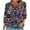 Multicolor-3, variant on successthop Trendy Blouses for Women Plus Size 3/4 Sleeve Clothes Crewneck Button Vintage Print Pullover Shirt