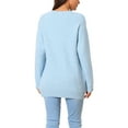 thumbnail image 3 of INSPIRE CHIC Women's Round Neck Pullover Long Sleeve Casual Sweater with Pockets S Light Blue, 3 of 6