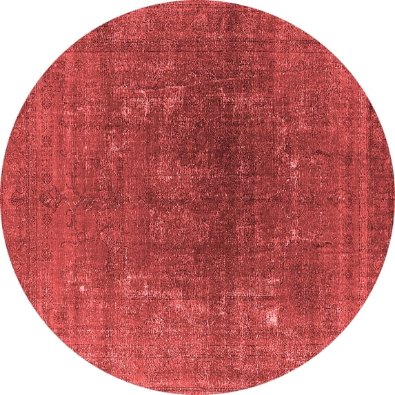 Ahgly Company Indoor Round Oriental Red Industrial Area Rugs, 7' Round