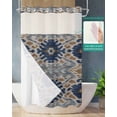 thumbnail image 2 of No Hook Shower Curtain with Snap in Liner, Afghan Abstract Geometric Art Patterns Hotel Shower Curtains for Bathroom, Washable Shower Curtain Liner Set with Mesh Top Window, 36"x72", 2 of 6