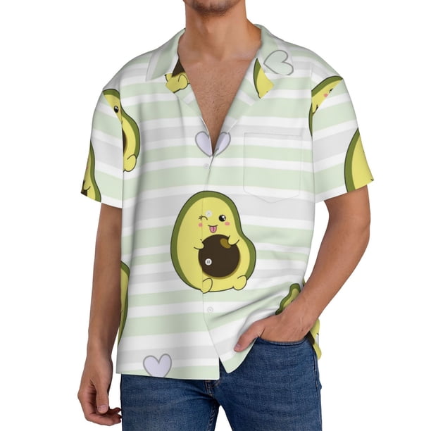 Fotbe Avocado of a Hear Camisa Estampada de Manga Corta para Hombre, Casual de Verano, Estilo Playero, Sin Arrugas-XX-Large