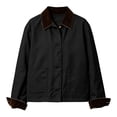 thumbnail image 4 of Womens Chore Coat Lightweight Button Front Contrast Point Collar Jacket Long Sleeve Work Casual Outerwear with Pockets, 4 of 7