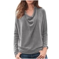thumbnail image 1 of Pompotops T-Shirt Décontracté à Col Rond pour Femmes Manches Longues Ample Chandail Tops Blouse, 1 of 9