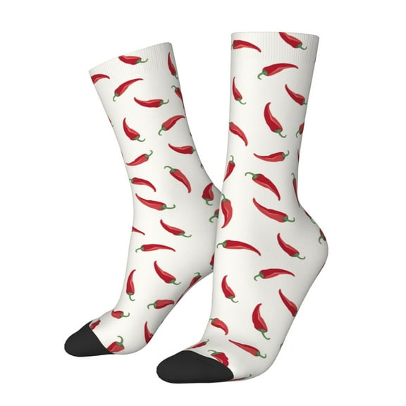 Honeii Chili Print Adult Socks,Crew Socks,Casual Calf Socks,Daily Wear Socks for Men & Women, Perfect for Sports, Casual and Everyday Use