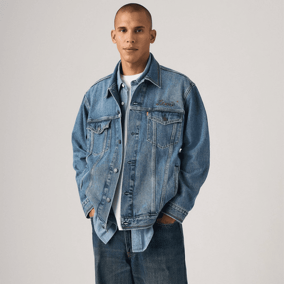 Men's Relaxed Fit Trucker Jacket - (Mid Day Rodeo, XLarge)