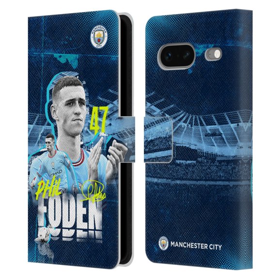 Head Case Designs Officially Licensed Manchester City Man City FC 2022/23 First Team Phil Foden Leather Book Wallet Case Cover Compatible with Google Pixel 7