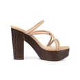 thumbnail image 3 of BLISSFUL STEP Women's Platform Strappy Crisscross Strap Block Heel Slide Sandals Nude 8, 3 of 7