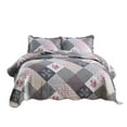 thumbnail image 2 of HoneiLife Quilts Queen Size - 3 Piece Microfiber Quilt set Reversible Bedspreads Patchwork Coverlets Floral Bedding Set All Season, Grey, 2 of 8