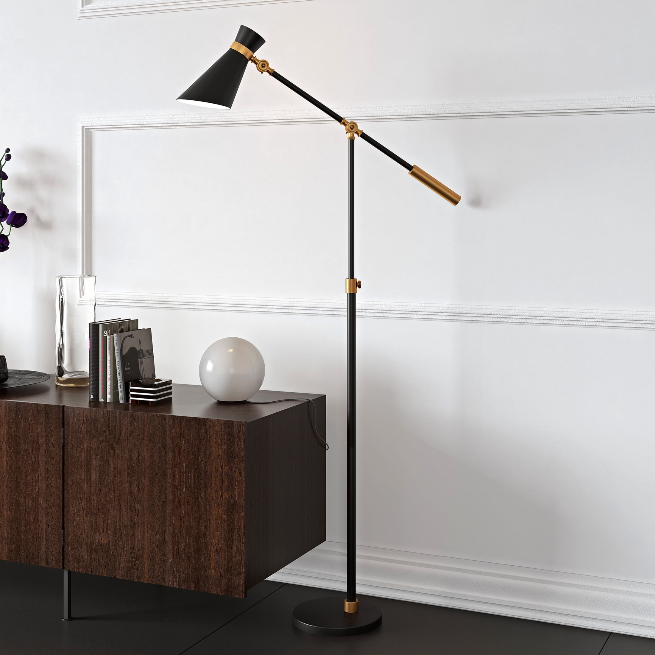 Evelyn&Zoe Industrial Metal Height-Adjustable Two-Tone Floor Lamp