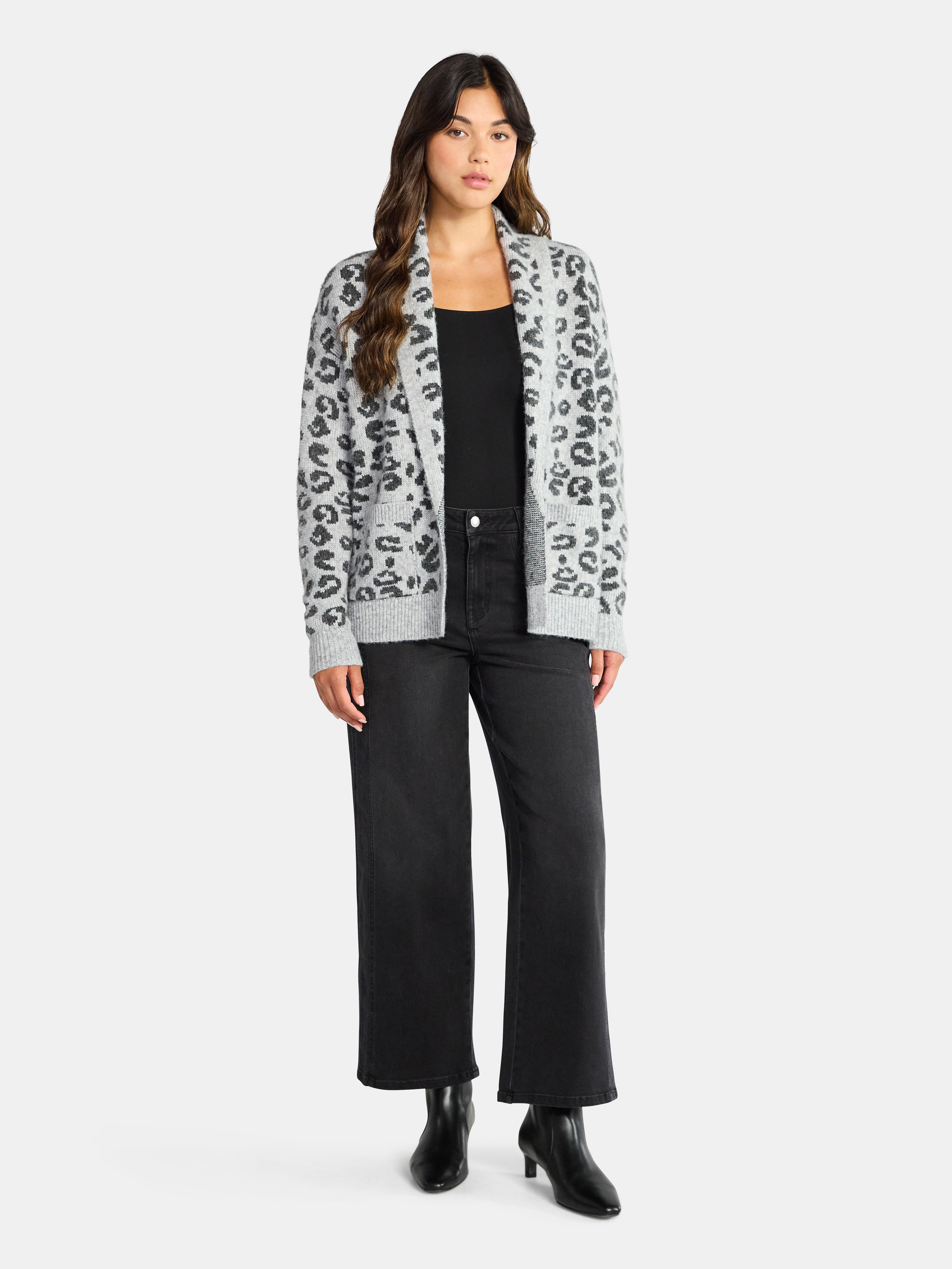 Time and Tru Women's Fuzzy Cardigan Sweater, Lightweight, Sizes XS-XXXL