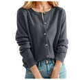thumbnail image 2 of Wutalume Women's Solid Color Long Sleeve Mid Length Cardigan Top Jacket, Lightweight Open Front Layer, Versatile Cover Up for Indoor and Outdoor,Dark Gray 2XL, 2 of 7