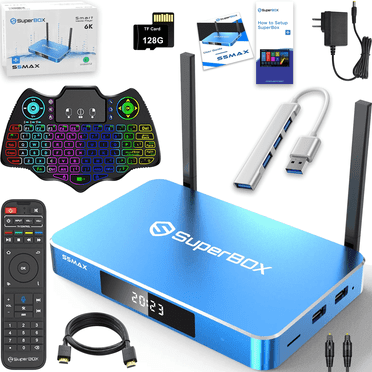 Superbox S5 Max 2025 Fully Loaded 4G RAM & 64G ROM, with Voice Remote and Accessories, 6K HDMI, 2T2R Dual Band Wifi