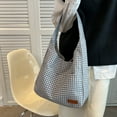 thumbnail image 5 of Large capacity stylish shoulder bag plaid niche class commuting tote bag, 5 of 5
