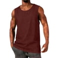 thumbnail image 2 of USNSM Men's Plus Size Sleeveless Shirts Cotton Workout Tank Tops Casual Muscle Washed T Shirt Summer Beach Tee Loose Fit Red M, 2 of 7