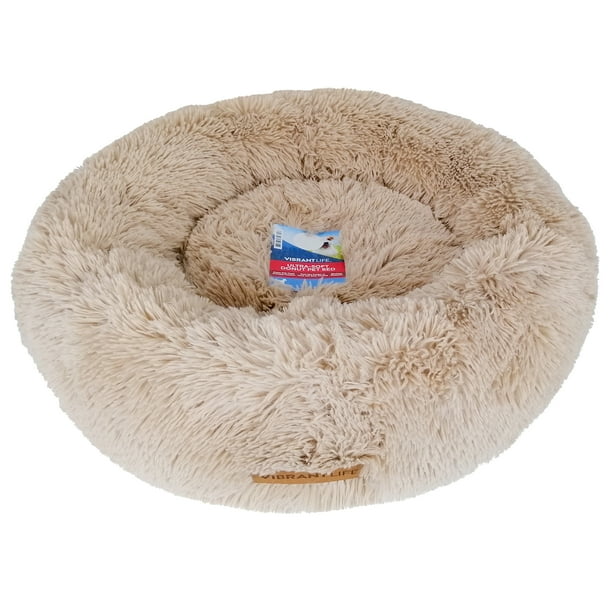 Vibrant Life 24" Plush Donut Pet Bed Ultra Soft Plush Calming Medium