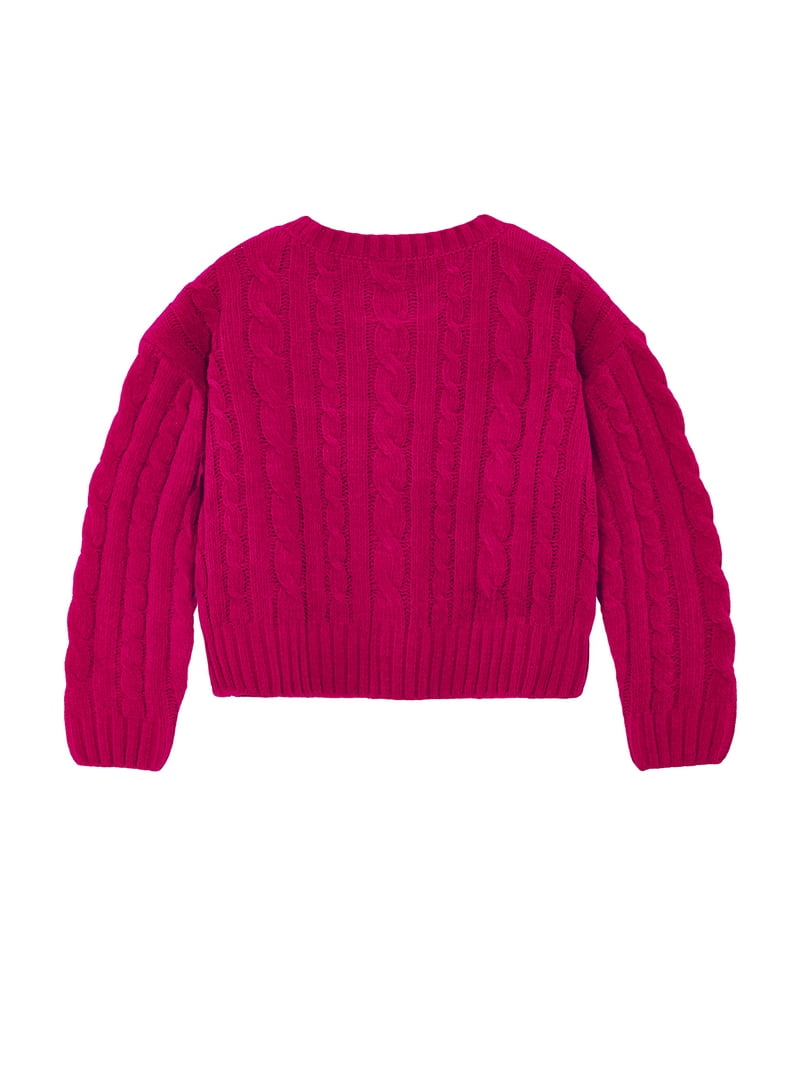 Wonder Nation Girls Chenille Sweater with Long Sleeves, Sizes 4-18