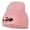 Pink, variant on Fish Bone Embroidered Knitted Long Beanie - Pink OSFM