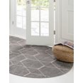 thumbnail image 4 of Unique Loom 3151520 4 x 6 ft. Geometric Trellis Frieze Oval Rug, Light Gray, 4 of 15