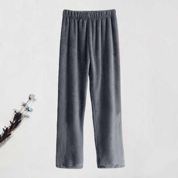 HLKJKLS Sweatpants Women Thick Warm Fuzzy Velour Flannel Pants Fall Winter Loose Fit Pajamas Soft Polyester Fabric Gray One Size