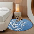 thumbnail image 2 of Spring Floral Round Area Rug 3Ft Washable Small Circle Rugs for Kitchen Entryway, White Cherry Blossom Fowers Sky Blue Non-Slip Carpet Floor Mats Indoor Outdoor Carpet Runner Aesthetic Home Decor, 2 of 8