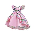 thumbnail image 2 of Bagilaanoe Girls Formal Dress Flower Print Flying Sleeve A-line Princess Dresses 3-10T Kids Dress for Wedding Birthday Party Gown, 2 of 9