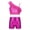 A Hot Pink, variant on Kids Girls Sequin Ruffle Crop Top with Shorts Set Sport Workout Gymnastics Dance Outfit Tracksuit A Hot Pink 6