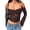 dark brown, variant on liilaimic Lace off Shoulder Top Floral Lace Sexy Sheer Going Out Tops Slim Fit Long Sleeve Blouses for Party Travel