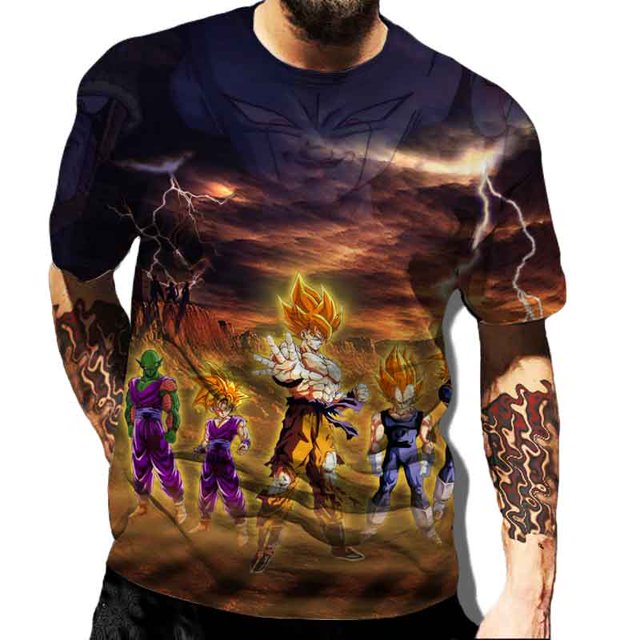 Camiseta con estampado 3d de Dragon Ball para hombre, camiseta informal de manga corta con cuello redondo 6xl, ropa de calle, TopXL holgado de animación heqiyong CONDUJO