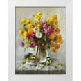 thumbnail image 1 of Perminova, Elena 19x24 White Modern Wood Framed Museum Art Print Titled - Green Birds with Bouquet of Flowers, 1 of 4