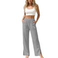 thumbnail image 2 of Admvng Women's Cotton Pants Elastic Waist Summer Casual Straight Leg Trousers with Pockets, 2 of 9