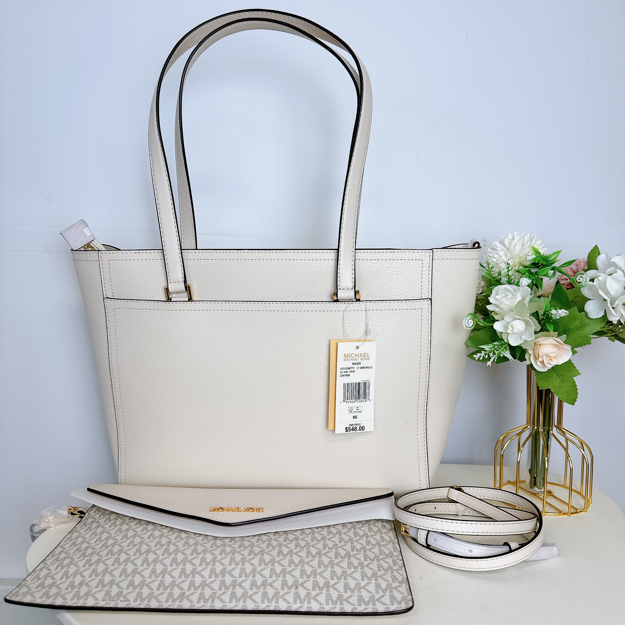 Michael Kors 35T1G5Mt7T Maisie Large Pebbled Leather 3-In-1 Tote