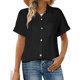 thumbnail image 3 of Camisa de manga corta con botones y textura para mujer: blusa informal de corte holgado para el trabajo, 3 of 6