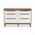 thumbnail image 4 of Baxton Studio Brighton 6 Drawer Double Dresser in White and Walnut, 4 of 7