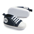 thumbnail image 6 of Quealent Unisex Baby Girls Boys Canvas High-top Shoes, Newborn Infant Anti-Slip Soft Sole Frist Walking Breathable Sneakers Dark Blue for Size 3.5, 6 of 8