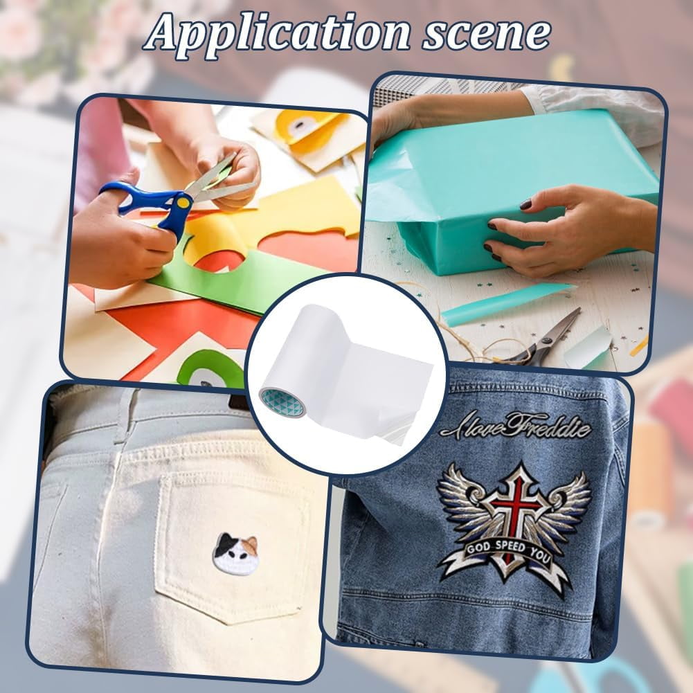 5m Adhesive Patch Heat Melt Fabric 7.87 inch Wide Iron on Adhesive Patch Double Sided for Badge Peel and Stick Pants Backpack Clothes Curtains Colorful DIY