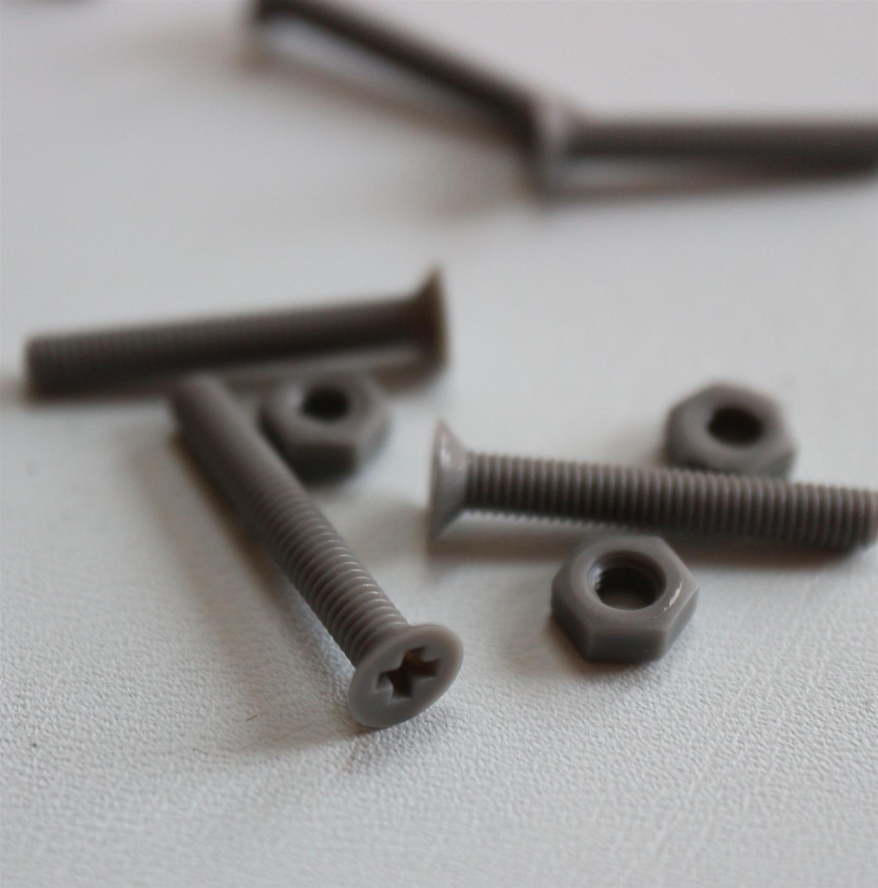 20 x Grey Countersunk Screws Polypropylene (PP) Plastic Nuts and Bolts, Washers, M3 x 20mm, Anti-Corrosion, Chemical Resistant, Gray, (3/32 x 25/32 in)