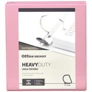 Office Depot® Heavy-Duty View 3-Ring Binder, 1 D-Rings, Pink