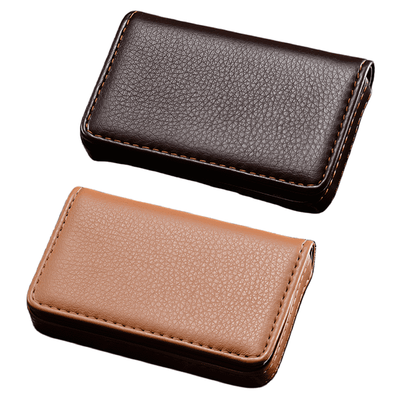 2 Pack Magnetic PU Leather Business Card Holder, Portable Flip Card Storage Case, Pocket Sized Business Card Organizer for Office, Business Gifts & Travel