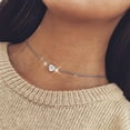thumbnail image 2 of NUZYZ Women Heart Rhinestone Pendant Chain Necklace Clavicle Chocker Gift, 2 of 8