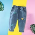 thumbnail image 5 of Toddler Girls Baggy Jeans High Elastic Waist Wide Leg Denim Pants Baby Cute Floral Baggy Pants Denim Joggers Streetwear, 5 of 8