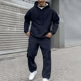 thumbnail image 6 of Sweatsuits for Men 2 Piece Outfit Sets Fall Winter Clothes Casual Sportswear Outerwear Loungewear Men's Fashion, Navy, Size L, 6 of 10