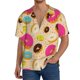 thumbnail image 1 of Fotbe Donuts Camisa Estampada de Manga Corta para Hombre, Casual de Verano, Estilo Playero, Sin Arrugas-Large, 1 of 5