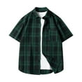 thumbnail image 2 of SROBPTY Mens Summer Shirts, Mens Short Sleeve Button Down Shirts, Mens Fashion Casual Button Plaid Collared Short Sleeve Shirts with Pocket Green,M, 2 of 4