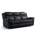 thumbnail image 2 of Furniture of America Gordon Modern Faux Leather Manual Reclining Sofa with Cup Holders, Black, 2 of 5